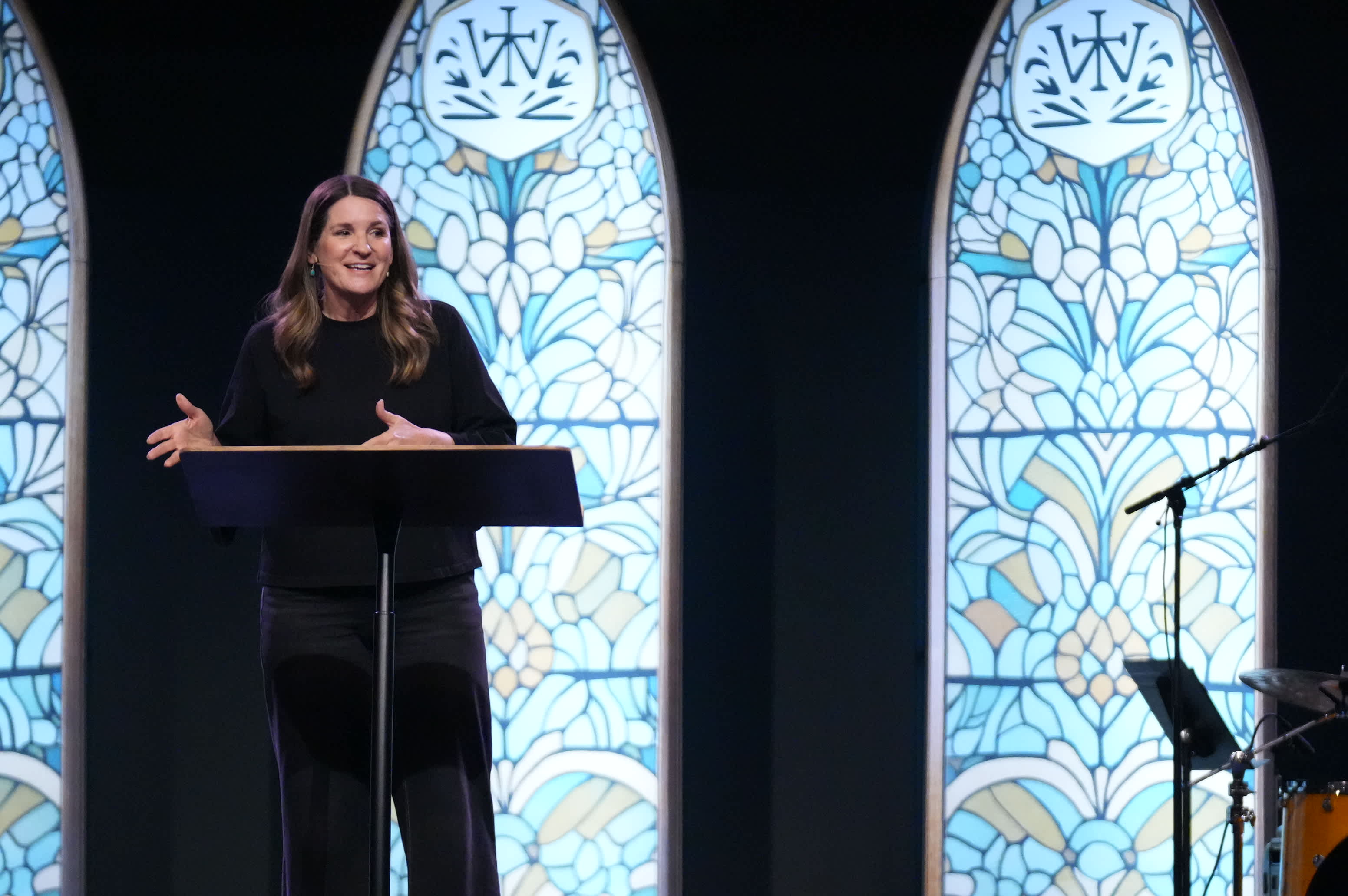 Jen Wilkin speaking on stage