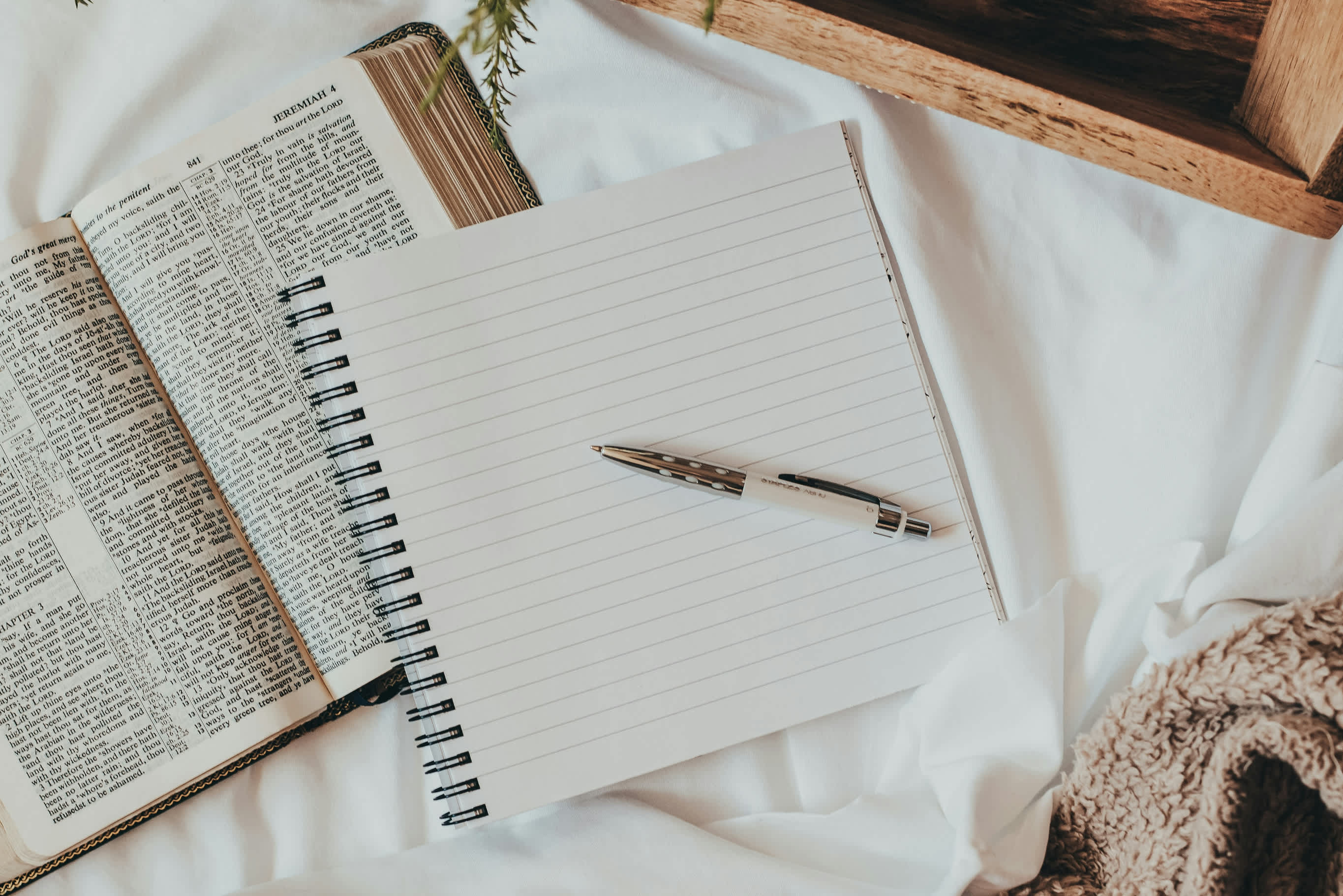Bible and notebook