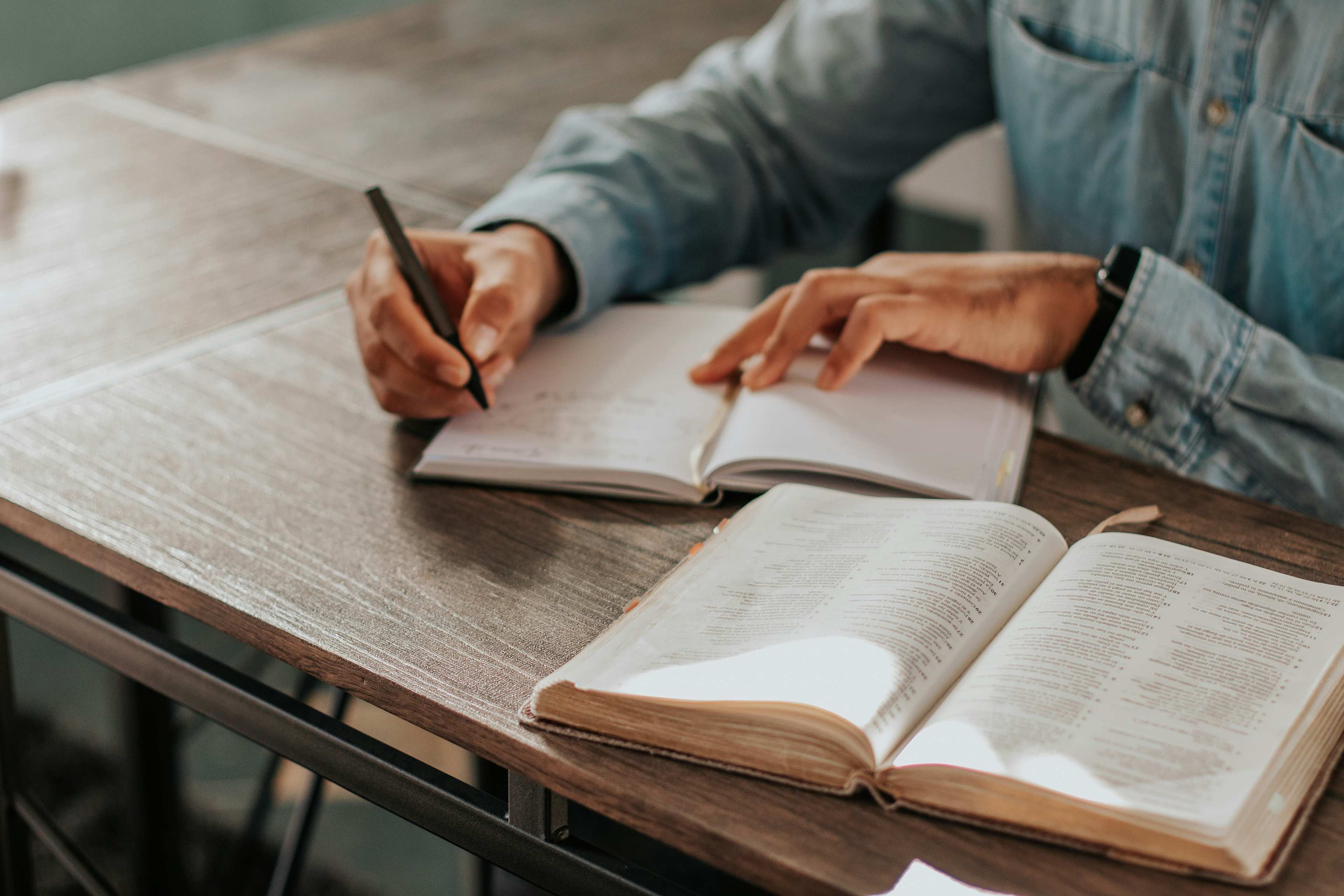 man reading Bible