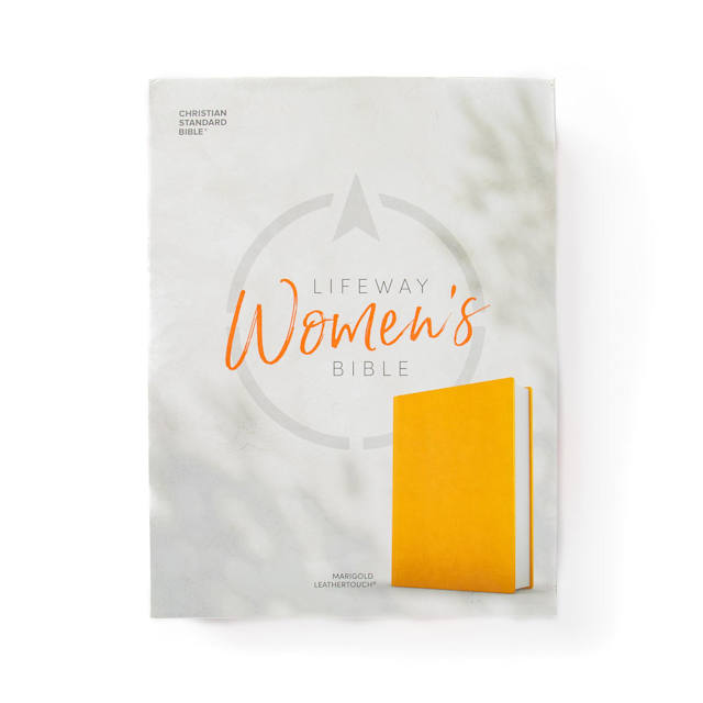 Lifeway Women’s Bible: Cover of Lifeway Womens Bible in Marigold LeatherTouch.