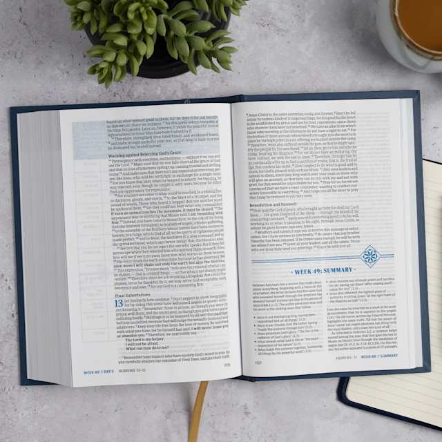 CSB Study Bible in a rose gold LeatherTouch cover.